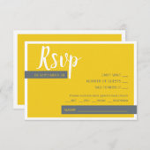 Moderne moderne graue und gelbe Hochzeit minimal RSVP Karte (Vorne/Hinten)