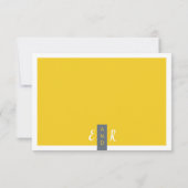 Moderne moderne graue und gelbe Hochzeit minimal RSVP Karte (Rückseite)