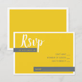 Moderne moderne graue und gelbe Hochzeit minimal RSVP Karte (Vorne/Hinten)