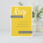 Moderne moderne graue und gelbe Hochzeit minimal RSVP Karte (Stehend Vorderseite)