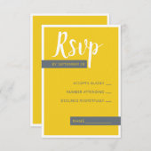 Moderne moderne graue und gelbe Hochzeit minimal RSVP Karte (Vorne/Hinten)