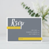 Moderne moderne graue und gelbe Hochzeit minimal RSVP Karte (Stehend Vorderseite)