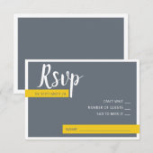 Moderne moderne graue und gelbe Hochzeit minimal RSVP Karte (Vorne/Hinten)