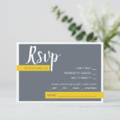 Moderne moderne graue und gelbe Hochzeit minimal RSVP Karte (Stehend Vorderseite)