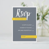Moderne moderne graue und gelbe Hochzeit minimal RSVP Karte (Stehend Vorderseite)
