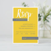 Moderne moderne graue und gelbe Hochzeit minimal RSVP Karte (Stehend Vorderseite)