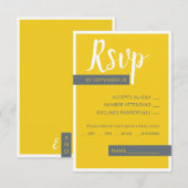 Moderne moderne graue und gelbe Hochzeit minimal RSVP Karte (Vorne/Hinten)