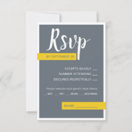 Moderne moderne graue und gelbe Hochzeit minimal RSVP Karte