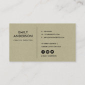 MODERNE MODERNE GREEN KRAFT WHITE BLÄTTER VISITENKARTE (Rückseite)