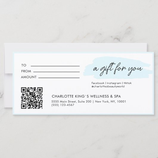 Moderne, moderne Handschrift, mit Qr-Code, blau (Vorderseite)