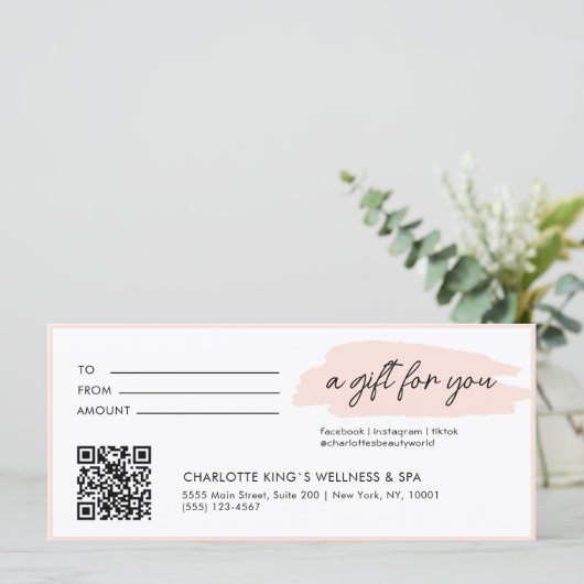 Moderne, moderne Handschrift mit Qr-Code, rosa (Stehend Vorderseite)