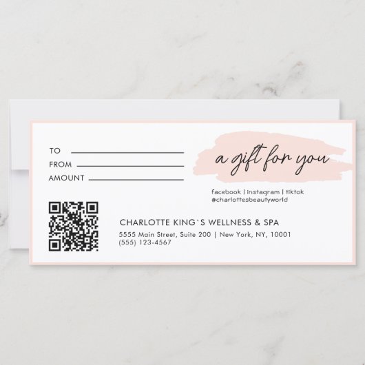 Moderne, moderne Handschrift mit Qr-Code, rosa (Vorderseite)