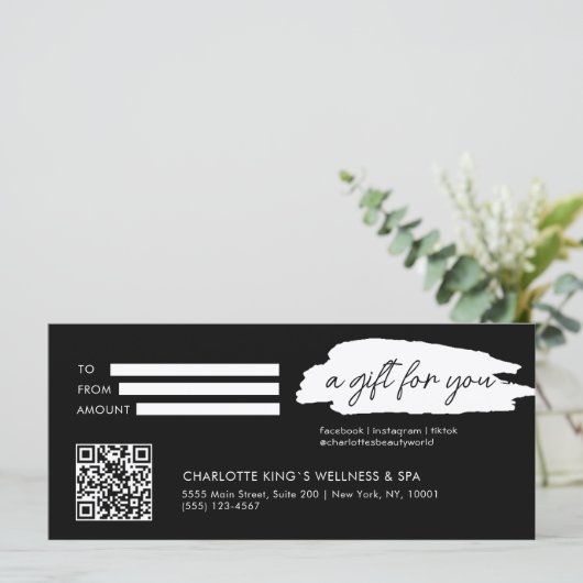 Moderne, moderne Handschrift, mit Qr-Code, schwarz (Stehend Vorderseite)