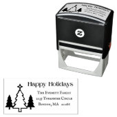 Moderne, moderne Happy Holidays Rücksendeadresse Permastempel (Beispiel)