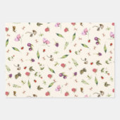 Moderne moderne Lilac Woodland Wildblumen Insekten Geschenkpapier Set (Vorderseite)