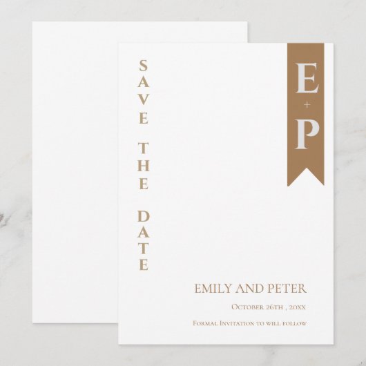 Moderne moderne Minimalistische Monogram Wedding S Save The Date (Vorne/Hinten)