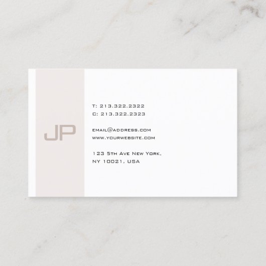 Moderne, moderne Mit Monogramm Elegant-Einfache Vo Visitenkarte (Rückseite)
