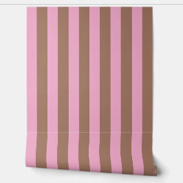 Moderne moderne Mocha Brown Pink Streifen Tapete
