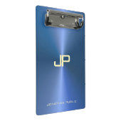 Moderne, moderne Monogram Elegant Blue Template Mini Klemmbrett (Schrägansicht)