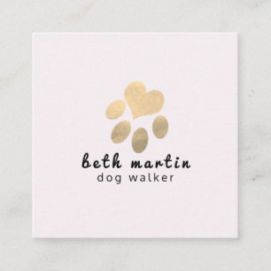 Moderne, moderne Pink- und Gold-Pet-Paws-Sitter Quadratische Visitenkarte