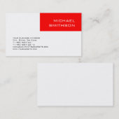 Moderne moderne Red Strip Gray Business Card Visitenkarte (Vorne/Hinten)