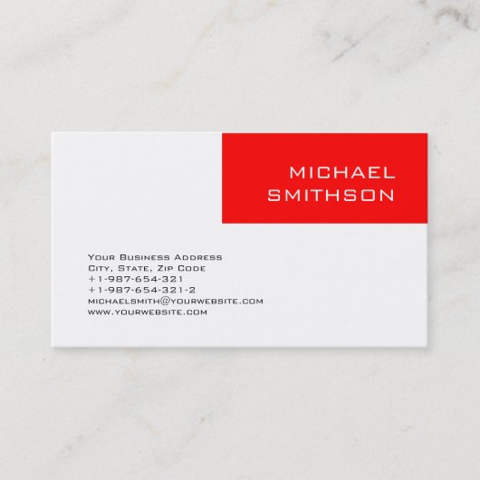 Moderne moderne Red Strip Gray Business Card Visitenkarte (Vorderseite)