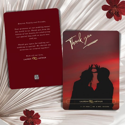 Moderne Moderne schick Minimal Foto Hochzeit Thank Folieneinladung
