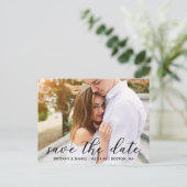 Moderne moderne Schrift Save the Date | FOTO Postkarte (Stehend Vorderseite)