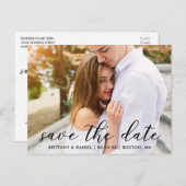 Moderne moderne Schrift Save the Date | FOTO Postkarte (Vorne/Hinten)