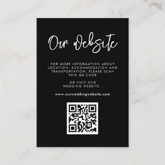 Moderne, moderne schwarze QR-Website für Hochzeite Begleitkarte (Vorderseite)