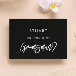 Moderne, moderne Schwarze Trauzeuge-Angebotskarte Einladung