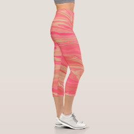 Moderne moderne, trendige Gelb und Rosa Capri Leggings