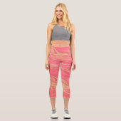 Moderne moderne, trendige Gelb und Rosa Capri Leggings (Vorderseite)