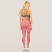 Moderne moderne, trendige Gelb und Rosa Capri Leggings (Rückseite)