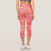 Moderne moderne, trendige Gelb und Rosa Capri Leggings (Rückseite)