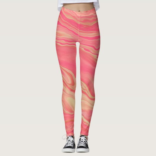 Moderne moderne, trendige Gelb und Rosa Leggings (Vorderseite)
