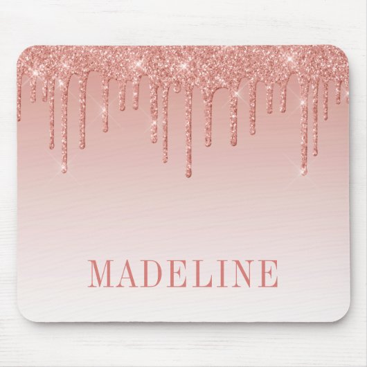 Moderne moderne Trendy Glitzer Rose Gold Mousepad (Vorne)