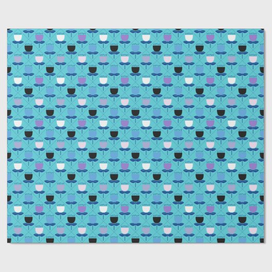 Moderne Moderne Tulip - Blau Geschenkpapier (Flach)