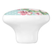 Moderne moderne Vintage Rose mit dotblauen Schränk Keramikknauf (Seitenansicht)