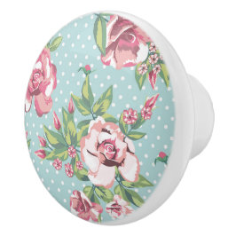 Moderne moderne Vintage Rose mit dotblauen Schränk Keramikknauf