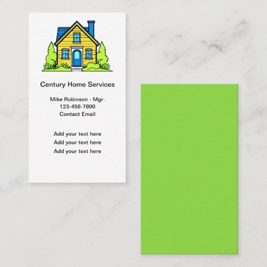 Moderne moderne Zuhause-Services - farbenfrohe Vis Visitenkarte (Vorne/Hinten)