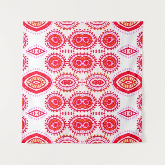 Moderne Modevorlage. Red Folklore Boho G Wandteppich (Vorderseite)