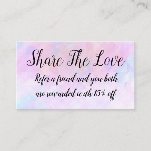 Moderne modische Empfehlungs-Belohnungen Empfehlungskarte (Vorderseite)