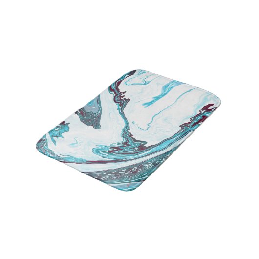 Moderne modische weiße und blaue Marmorbadmatte Badematte (Schrägansicht)