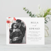 Moderne Mohnblumen-Blume Einladung (Stehend Vorderseite)