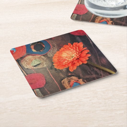 Moderne Mohnblumen-Untersetzer Rechteckiger Pappuntersetzer (angewinkelt)