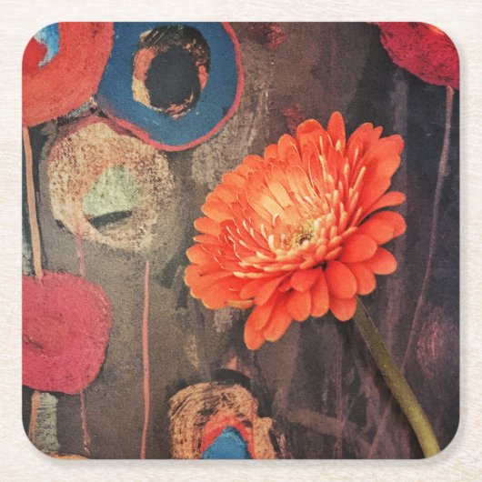 Moderne Mohnblumen-Untersetzer Rechteckiger Pappuntersetzer (Vorderseite)