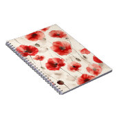 Moderne Mohnblumen Wasserfarben Muster Notizblock (Rechte Seite)