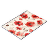 Moderne Mohnblumen Wasserfarben Muster Notizblock (Linke Seite)