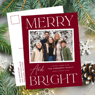 Moderne Momentaufnahme Cranberry Merry and Bright Feiertagspostkarte
